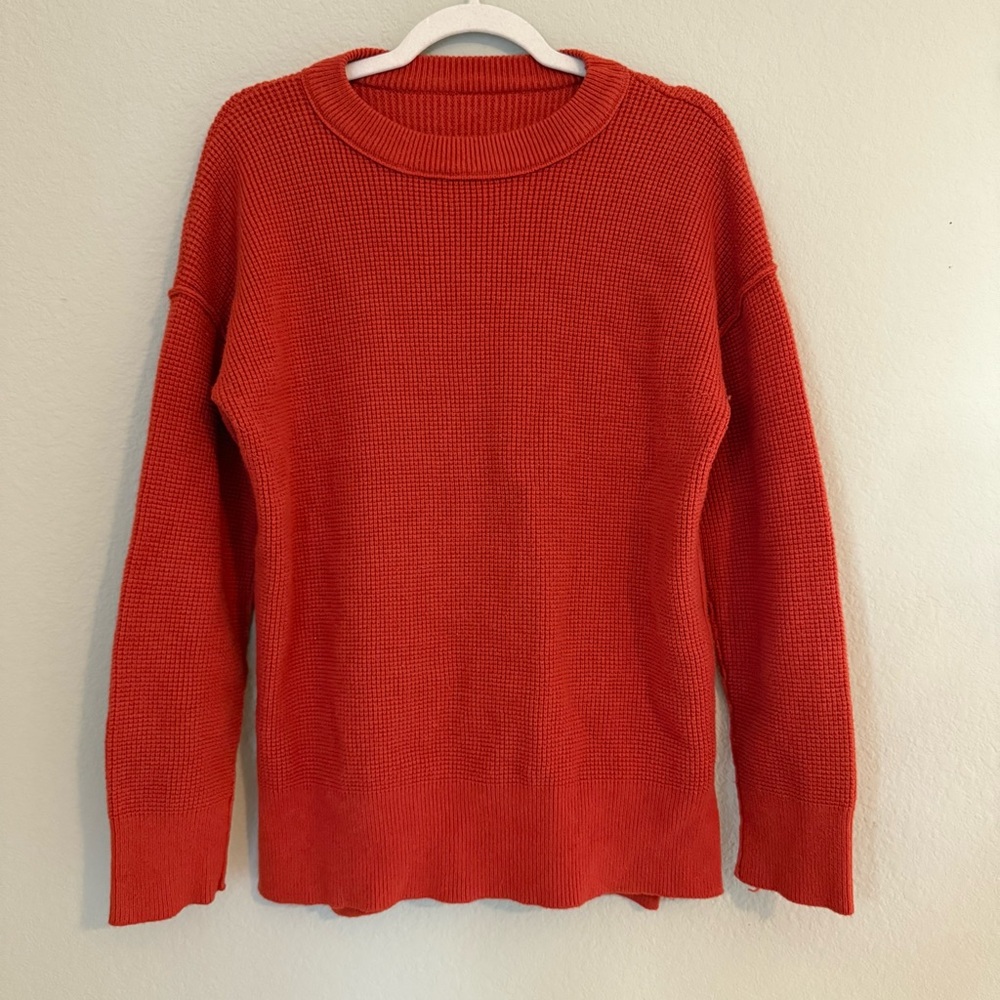 Cozy Knit Sweater Fall Winter Brick Red Orange Womens Large